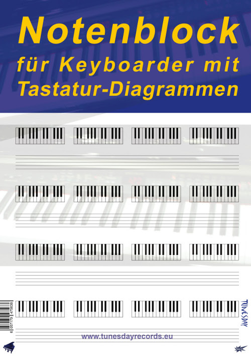 Notenblock fÃ¼r Keyboarder mit Tastatur-Diagrammen